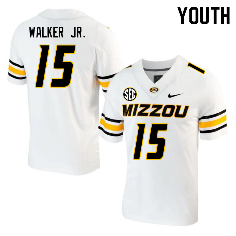 Youth #15 Johnny Walker Jr. Missouri Tigers College 2023 Football Stitched Jerseys Sale-White - Click Image to Close